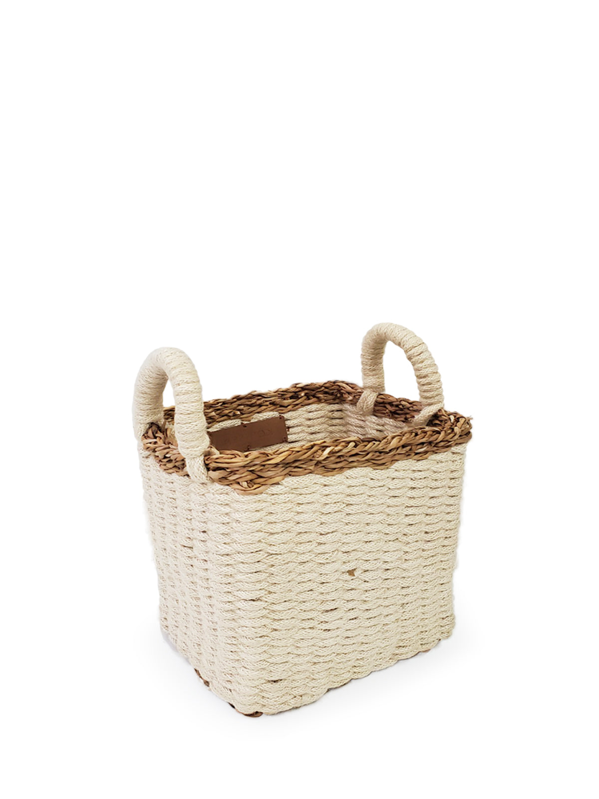 The Ula Storage Baskets, a set of three handmade options with handles in different sizes, are arranged in a row against a plain background. Made from jute wool, these Fair Trade baskets highlight artisanal craftsmanship and sustainable design.