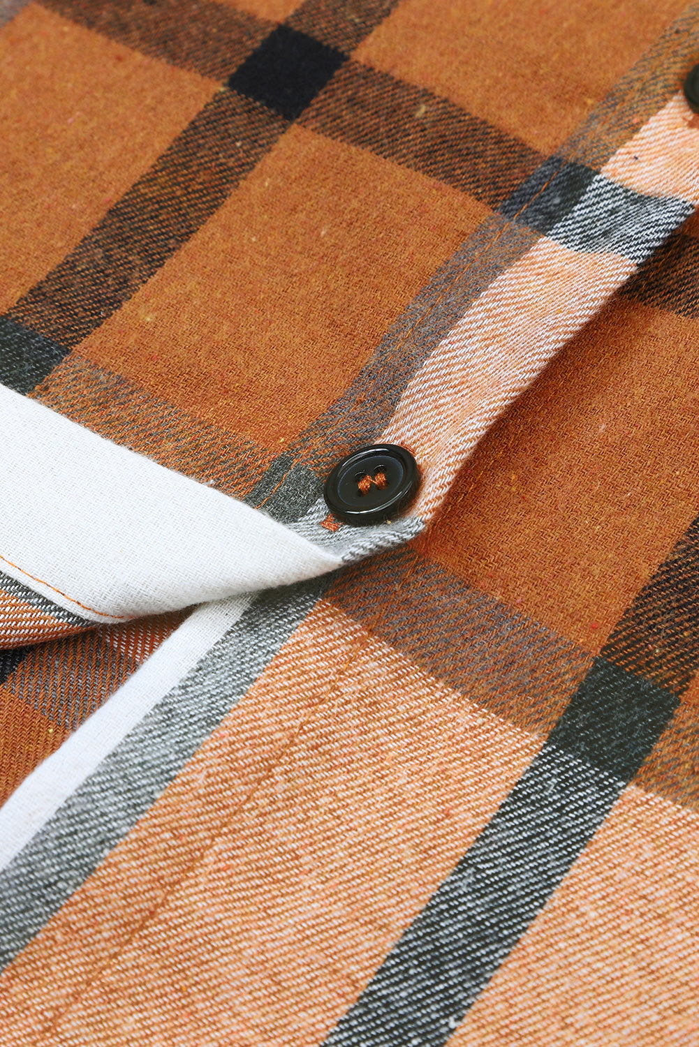 A woman wearing a Khaki Plaid Pattern Collared Neck Ruffled Sleeve Shirt Dress.