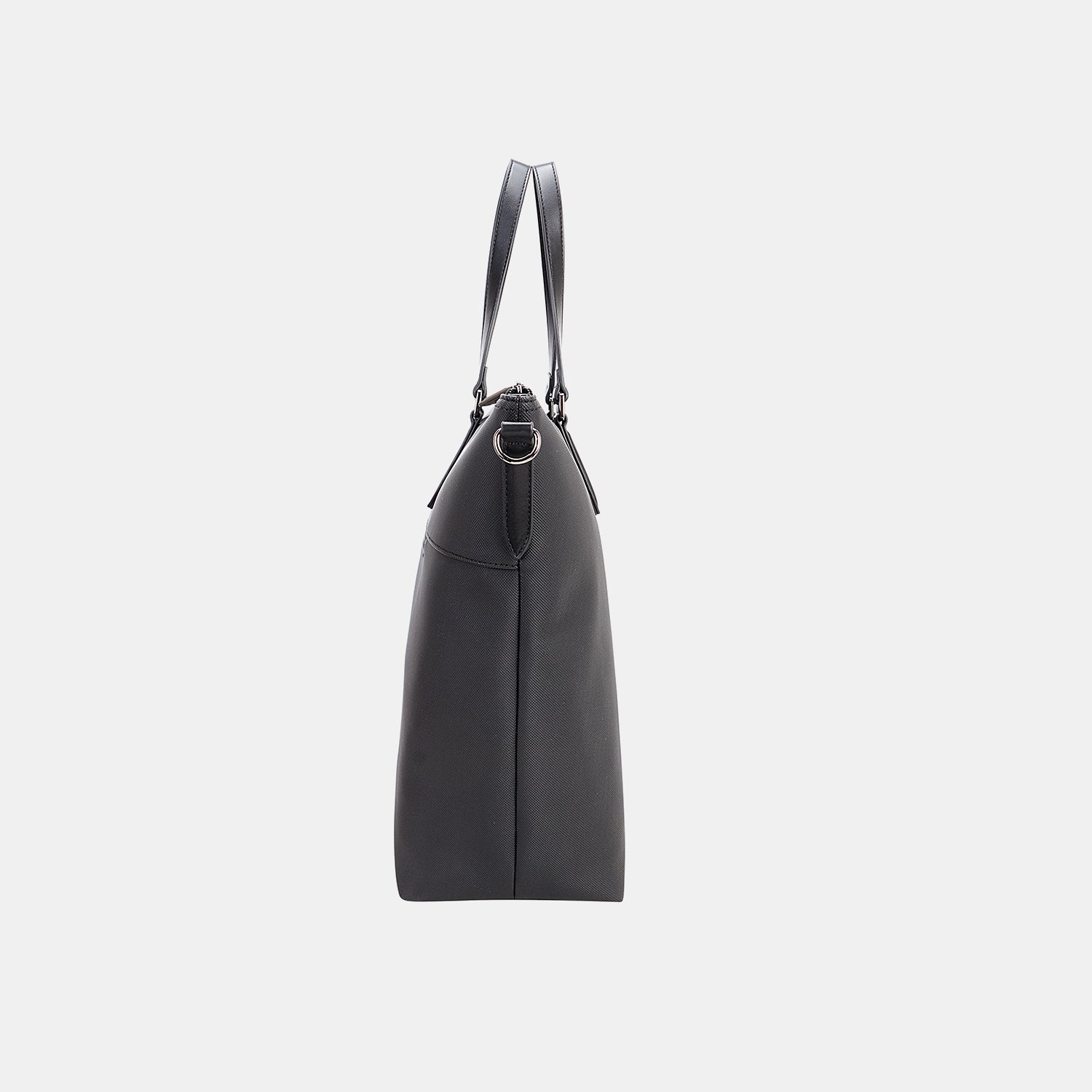 The David Jones PU Leather Large Tote Bag is a stylish and modern accessory, featuring a spacious design in black with two shoulder straps and a discreet logo on the front. Made from durable PU leather, it combines functionality with contemporary elegance.