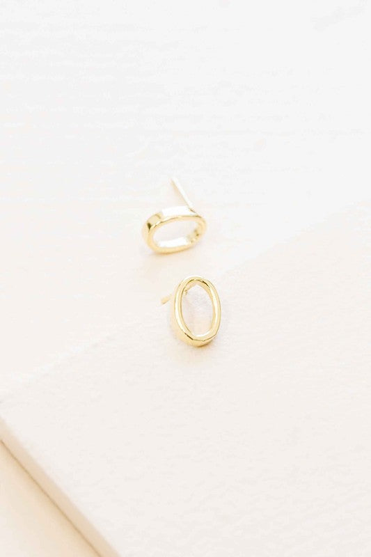 A pair of simple Oval Outline Earrings on a white background.