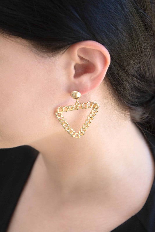 Retro Triangle Chain Link Earrings displayed on a white background.