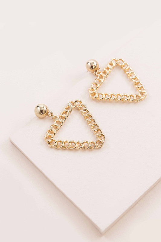 Retro Triangle Chain Link Earrings displayed on a white background.