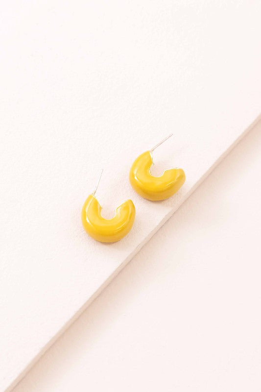 A pair of Thick Mini Hoop Earrings displayed on a white background.