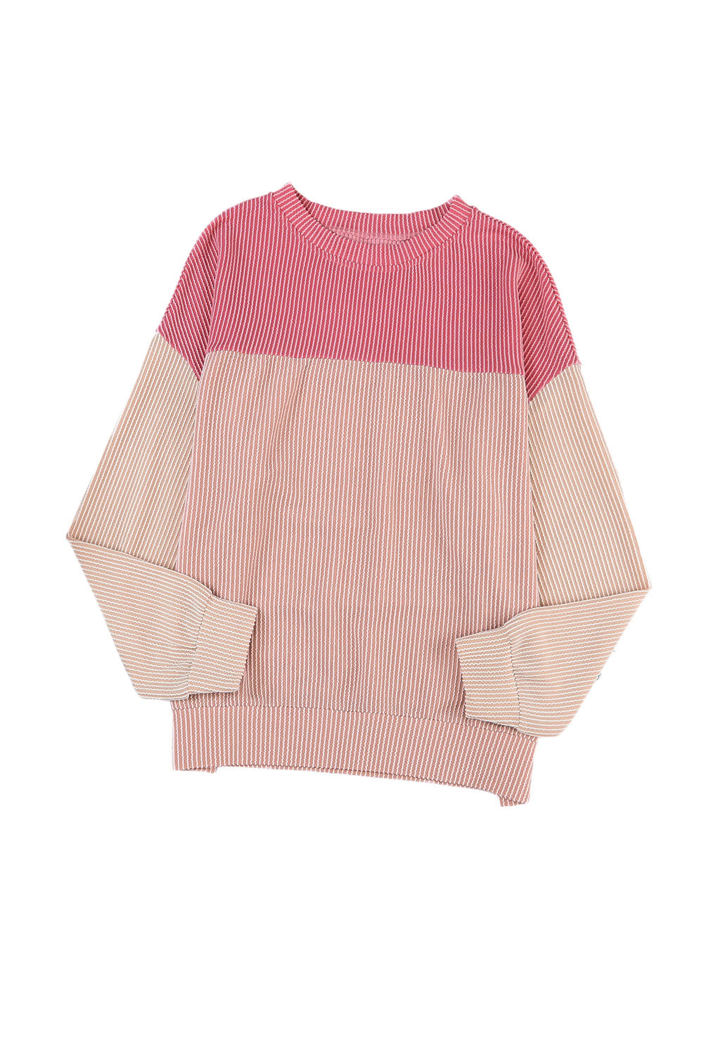 Wholesale Black Color Block Corduroy Long Sleeve Tops.