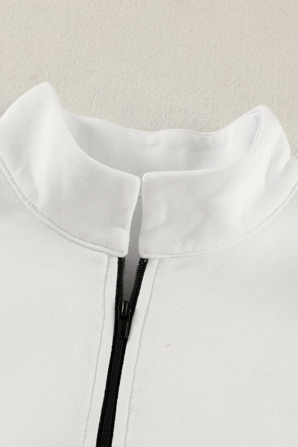 White Oversized Quarter-Zip Pullover Sweatshirt