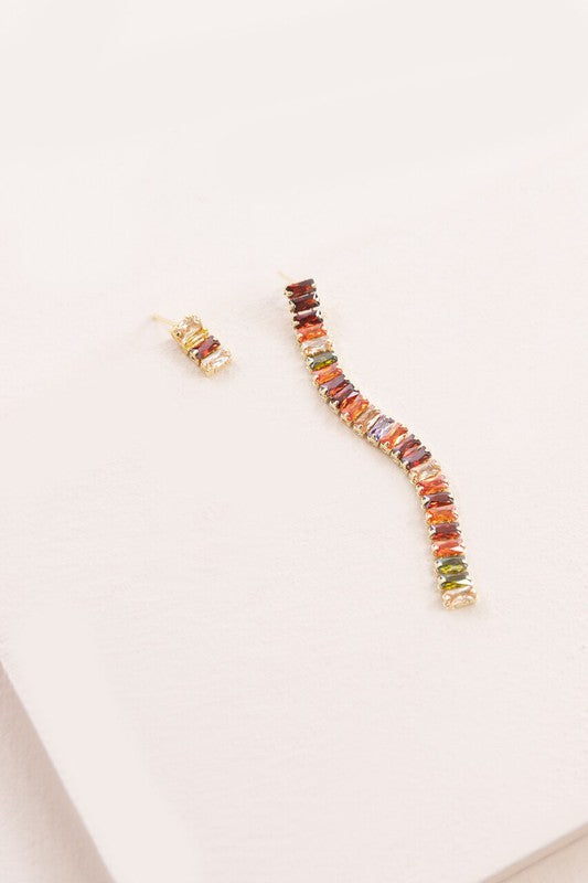 A whimsical, Candy Stone Dangle Earrings and bracelet set on a white background.