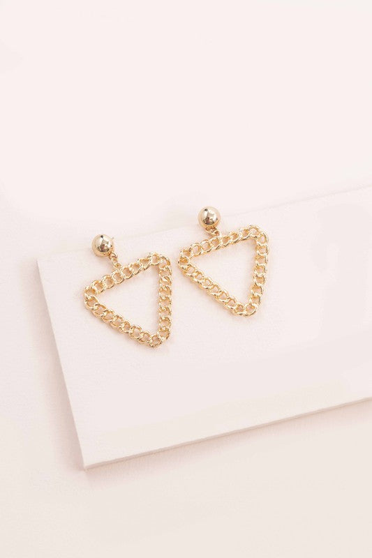 Retro Triangle Chain Link Earrings displayed on a white background.