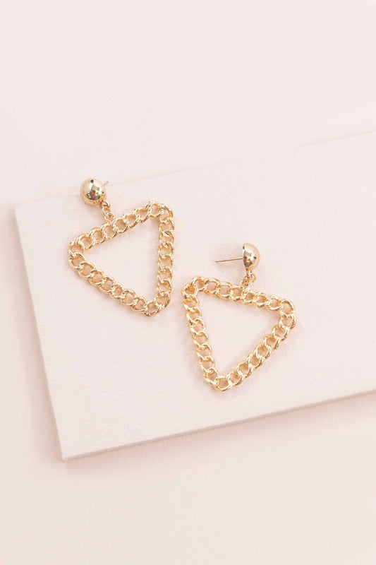 Retro Triangle Chain Link Earrings displayed on a white background.