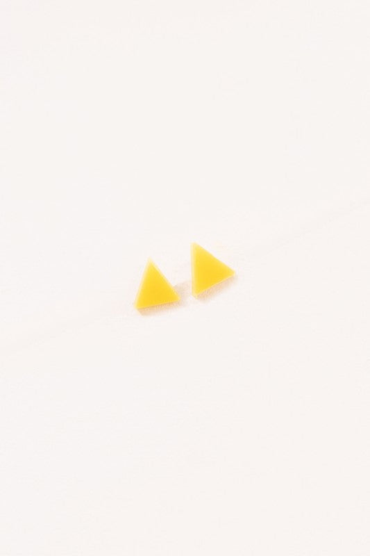 Two small Porsha Triangle Stud Earrings on a white background.