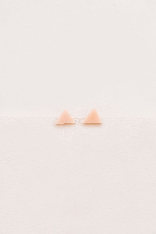 Two small Porsha Triangle Stud Earrings on a white background.
