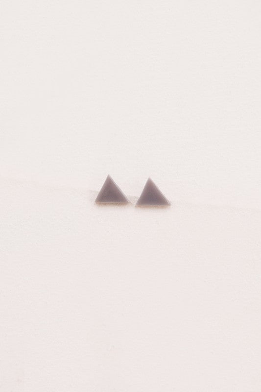 Two small Porsha Triangle Stud Earrings on a white background.