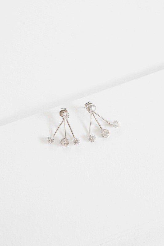 Pair of Quad Jacket constellation earrings on a white background.