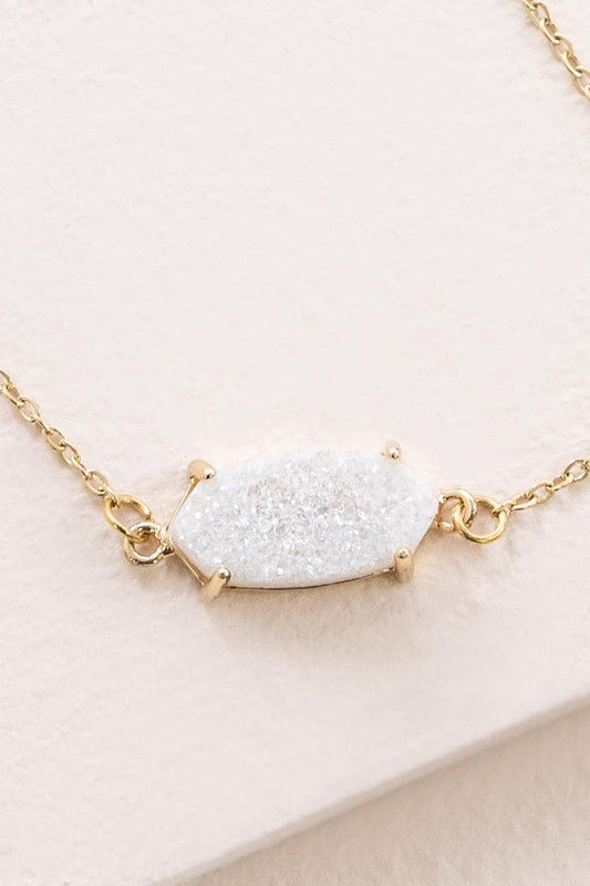 Marquise Druzy Bracelet with a 14k gold plated, rectangular, multicolored glitter pendant.