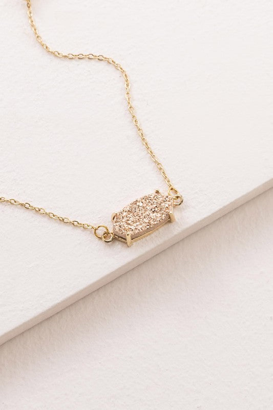 Marquise Druzy Bracelet with a 14k gold plated, rectangular, multicolored glitter pendant.