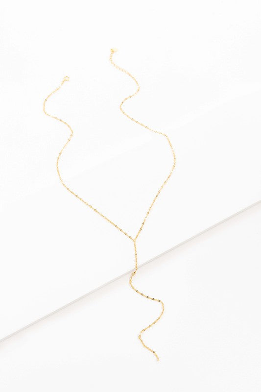 Sterling silver Chain Lariat Necklace on a white background.