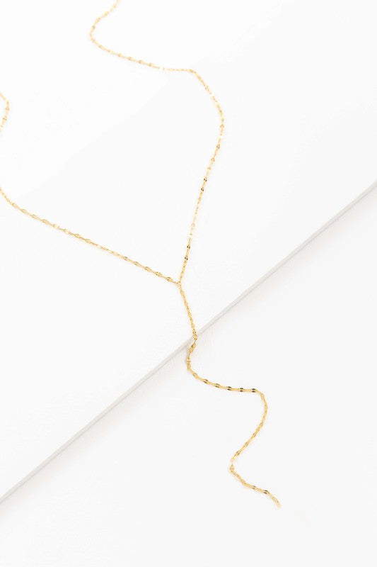 Sterling silver Chain Lariat Necklace on a white background.