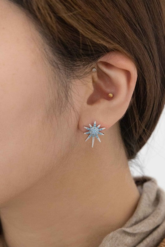 Introducing the Carina Star Earrings: these stunning turquoise star earrings feature blue gemstones set in sterling silver, making them perfect for sensitive skin.