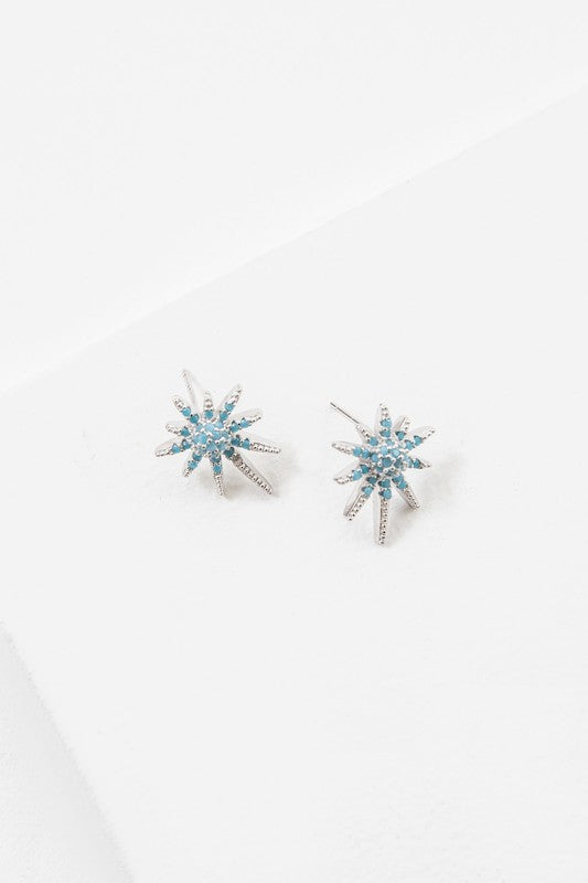 Introducing the Carina Star Earrings: these stunning turquoise star earrings feature blue gemstones set in sterling silver, making them perfect for sensitive skin.