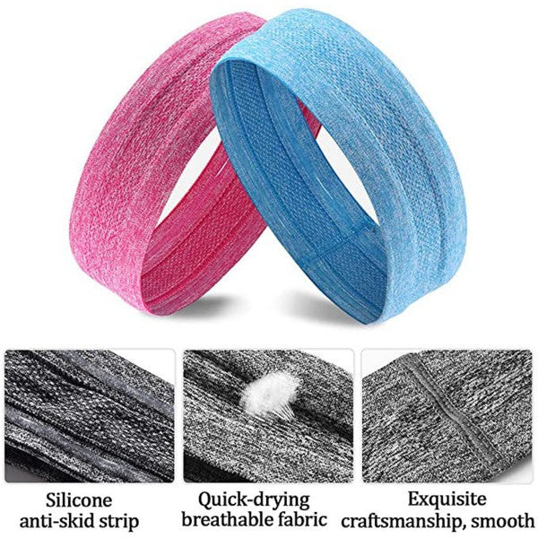 Woman with a pink Cardio Cross-Training Headband made of high-performance elastic fabric, standing against a black brick wall.