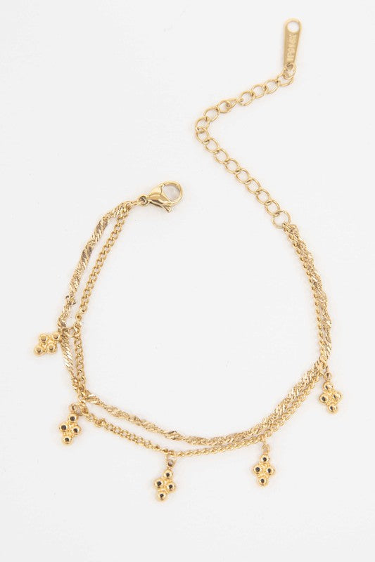 Bon Bon Bracelet with decorative charms and 14k gold plating.