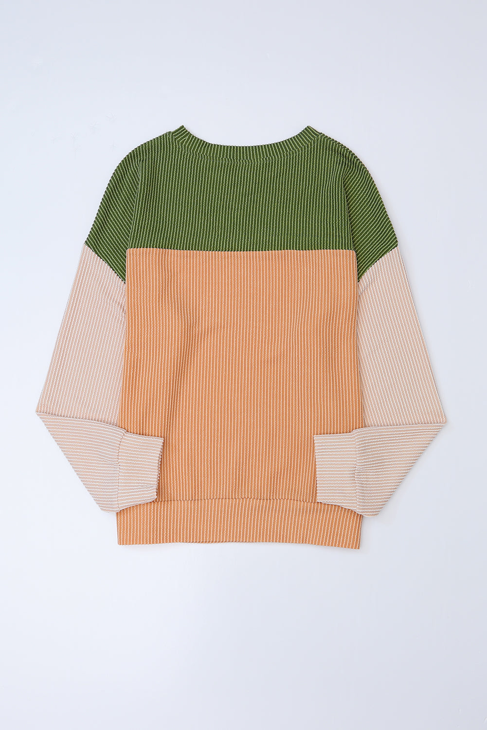 Wholesale Black Color Block Corduroy Long Sleeve Tops.