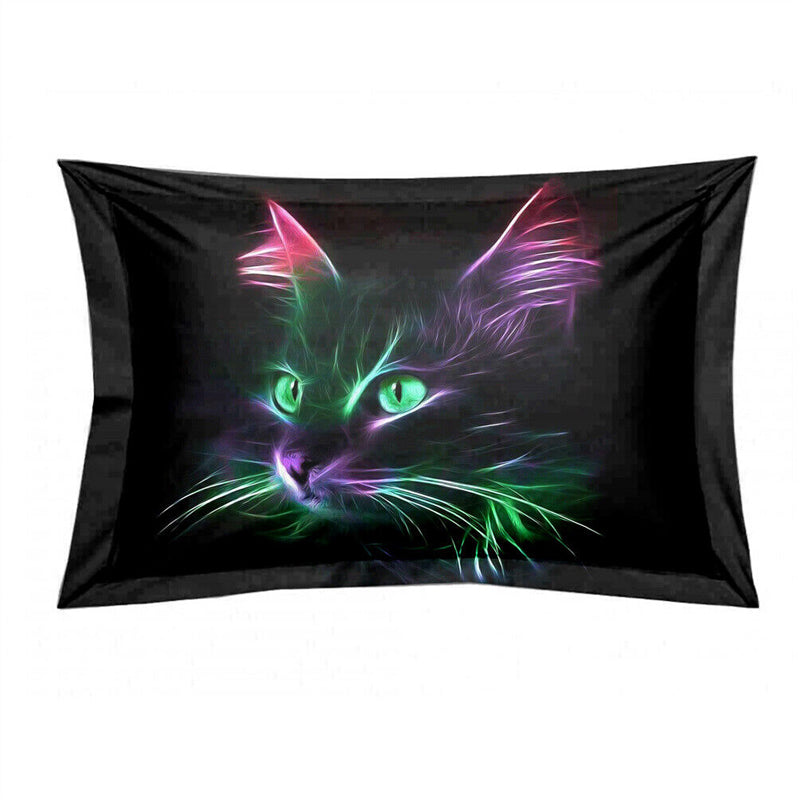 3D Printed Green Cat Design Bedding Set Duvet Cover and Pillowcases_1