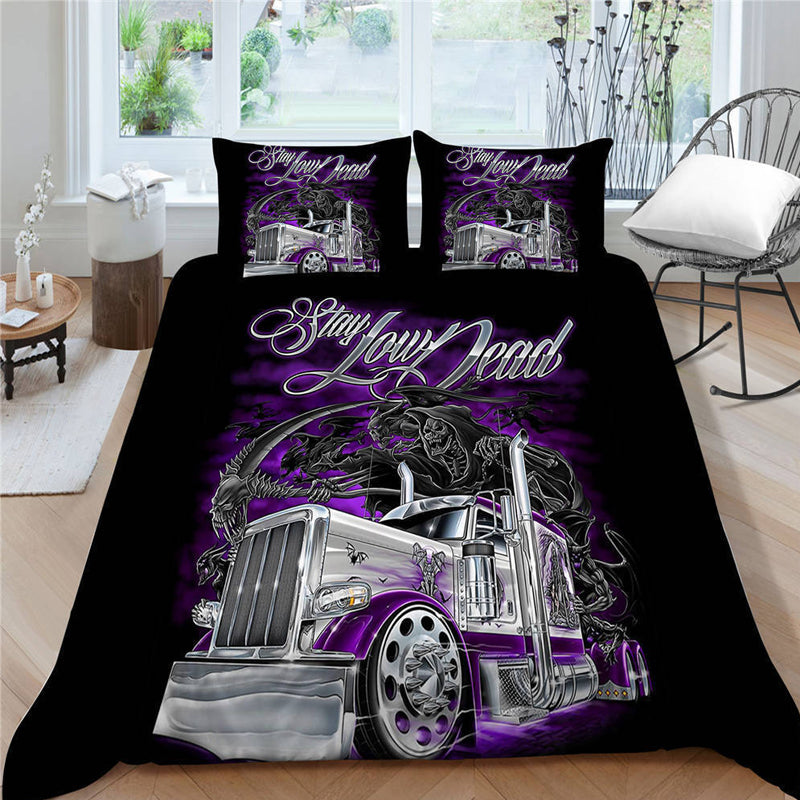 3D Printed Purple Car Design Bedding Set Duvet Cover and Pillowcases_3