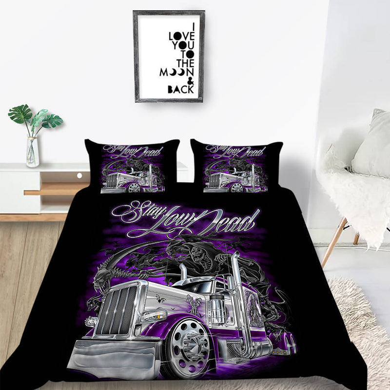 3D Printed Purple Car Design Bedding Set Duvet Cover and Pillowcases_4