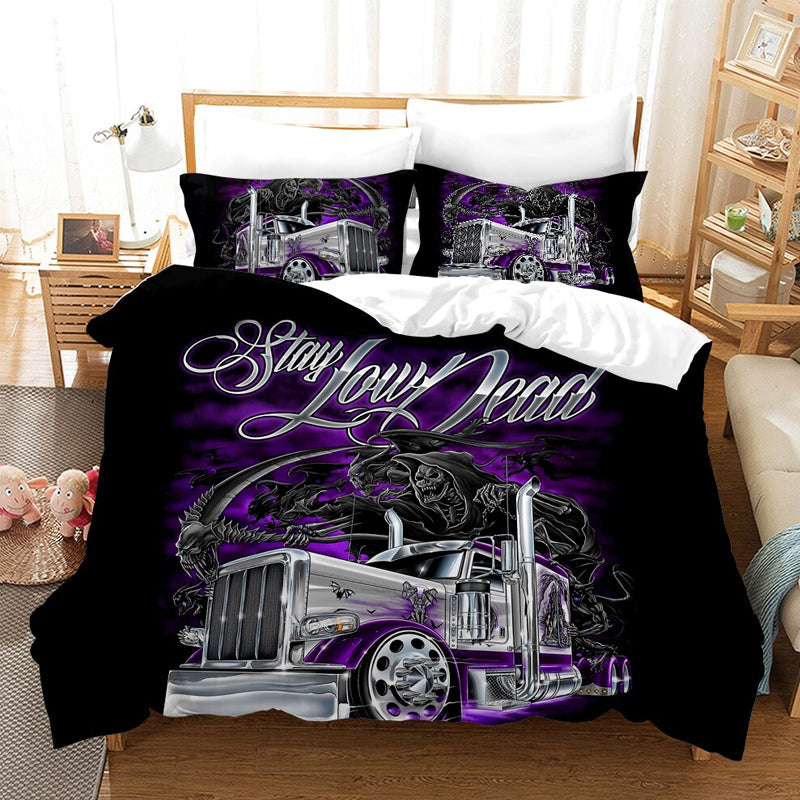 3D Printed Purple Car Design Bedding Set Duvet Cover and Pillowcases_5