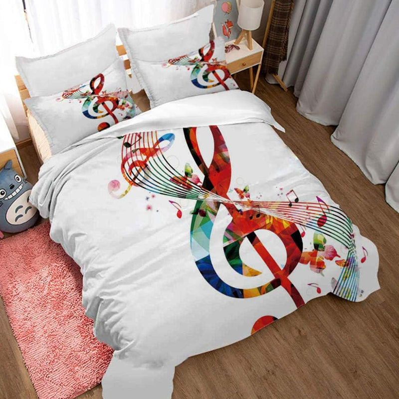 3D Printed Musical Note Design Bedding Set Duvet Cover and Pillowcases_2