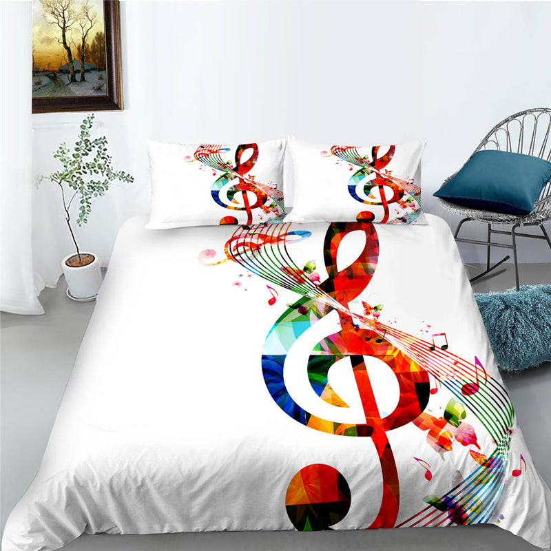 3D Printed Musical Note Design Bedding Set Duvet Cover and Pillowcases_3