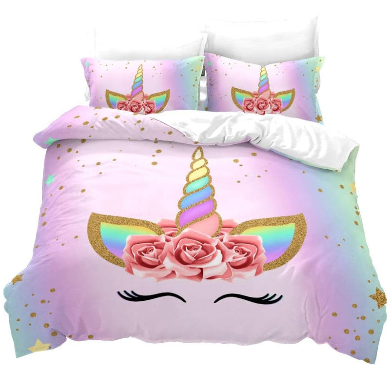 3D Printed Unicorn Design Kid’s Bedding Set Duvet Cover and Pillowcases_0
