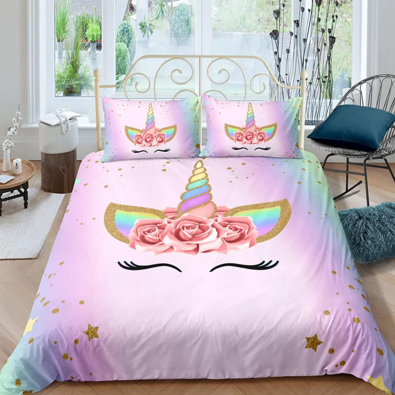 3D Printed Unicorn Design Kid’s Bedding Set Duvet Cover and Pillowcases_12