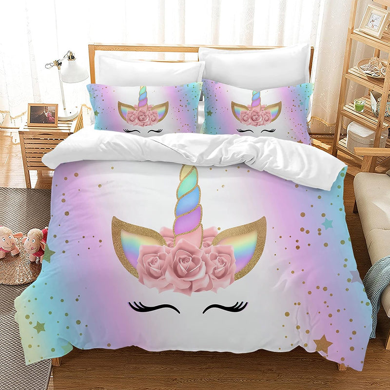 3D Printed Unicorn Design Kid’s Bedding Set Duvet Cover and Pillowcases_8