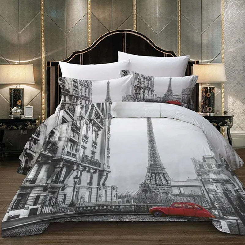 3D Printed Paris City Design Bedding Set Duvet Cover and Pillowcases_8