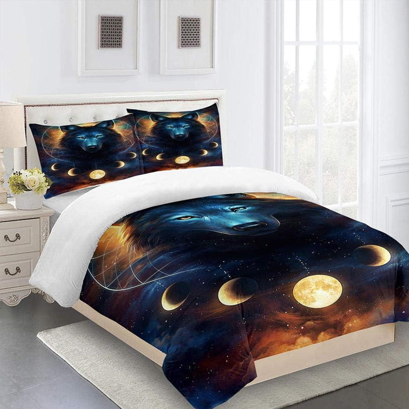 3D Printed Bear and Moon Design Bedding Set Duvet Cover and Pillowcases_3
