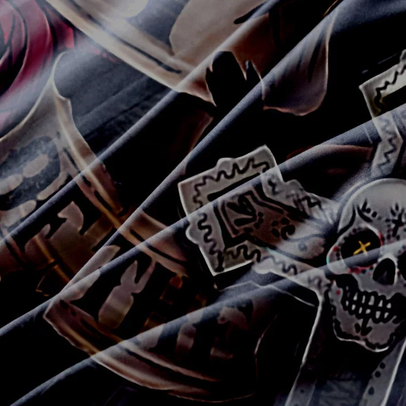 3D Purple Rose Flower and Skull Bedding Set Duvet Cover and Pillowcases_7