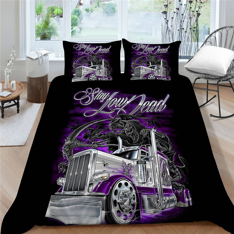 3D Printed Purple Car Bedding Set Duvet Cover and Pillowcases_3