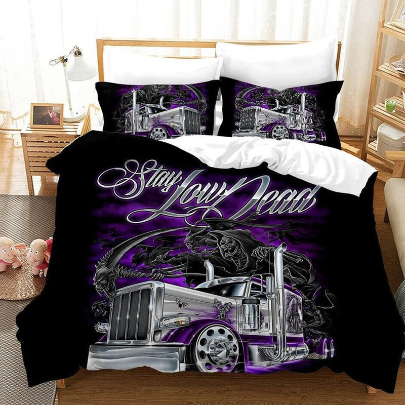 3D Printed Purple Car Bedding Set Duvet Cover and Pillowcases_4