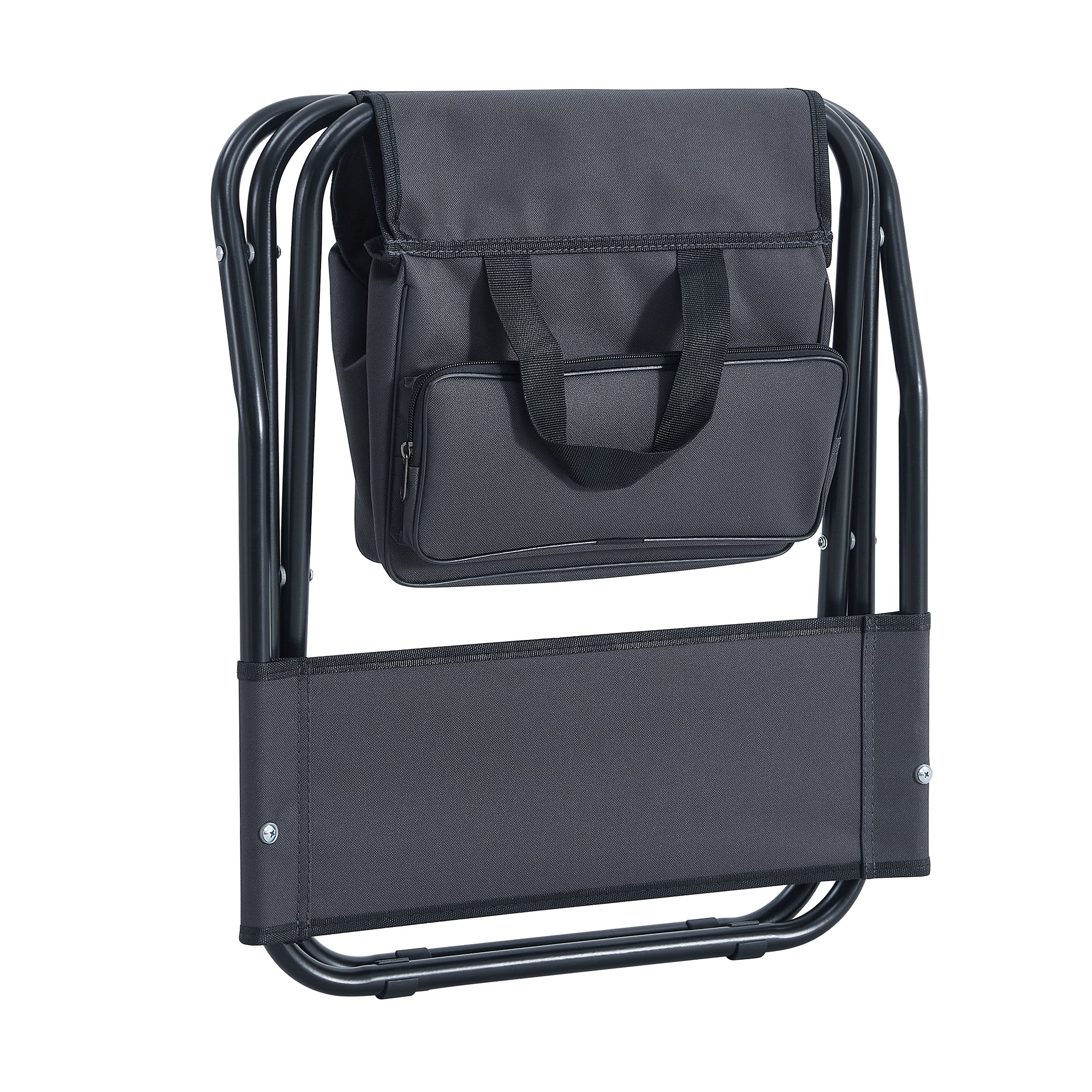 Set of 3 Outdoor Roll up Table and Folding Chair Set Portable Camping Set- Black_10