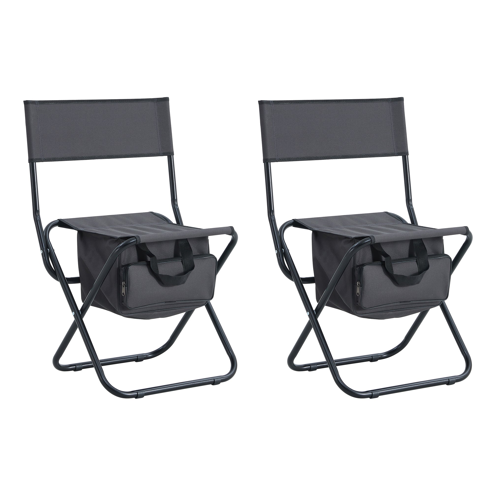 Set of 3 Outdoor Roll up Table and Folding Chair Set Portable Camping Set- Black_26