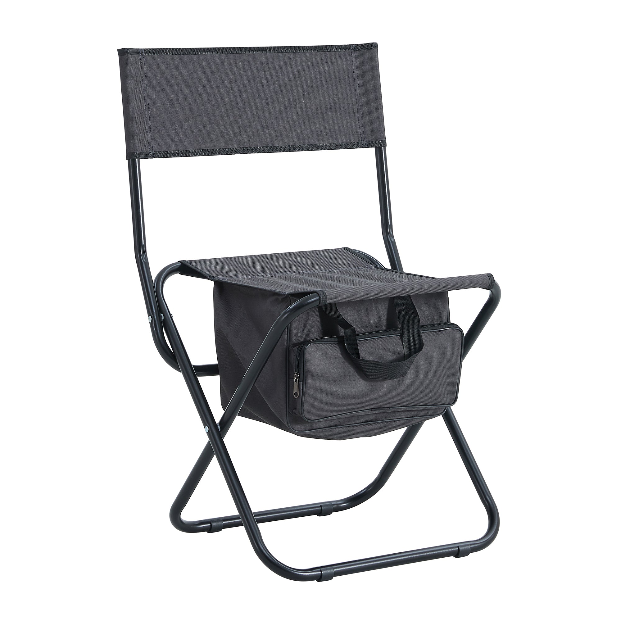 Set of 3 Outdoor Roll up Table and Folding Chair Set Portable Camping Set- Black_7
