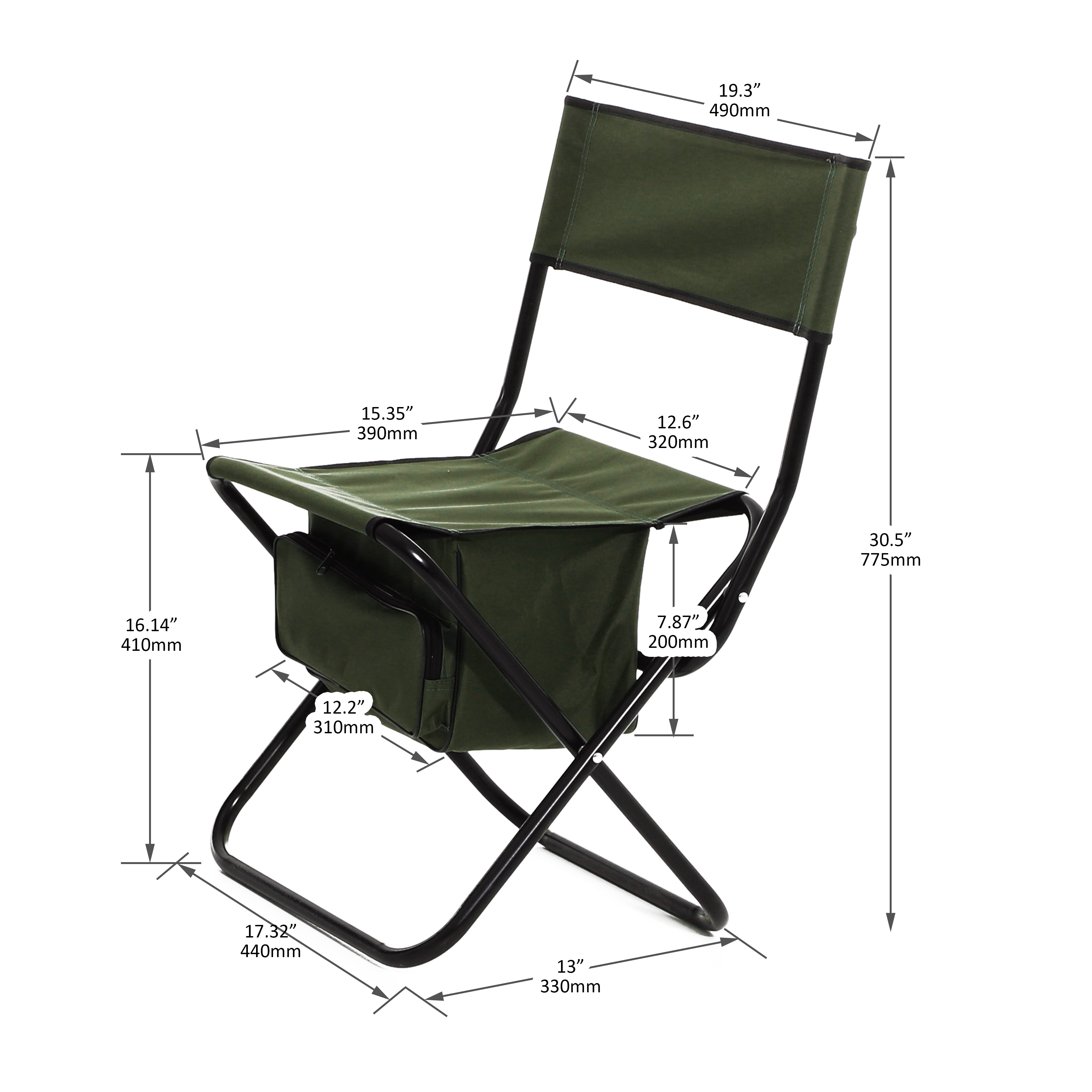 Set of 3 Folding Outdoor Table and Chair Set Portable Camping Set- Black+Green_2