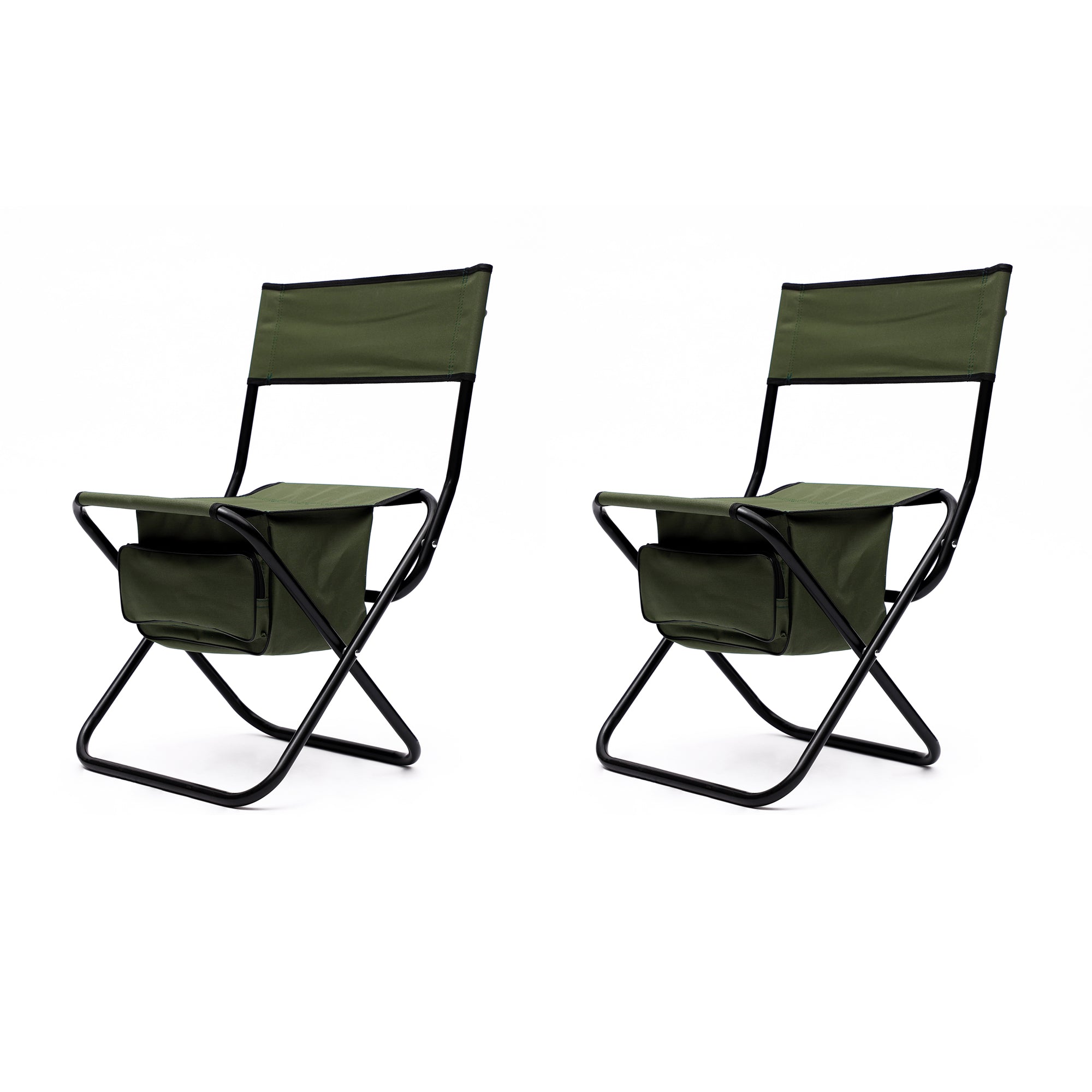 Set of 3 Folding Outdoor Table and Chair Set Portable Camping Set- Black+Green_7