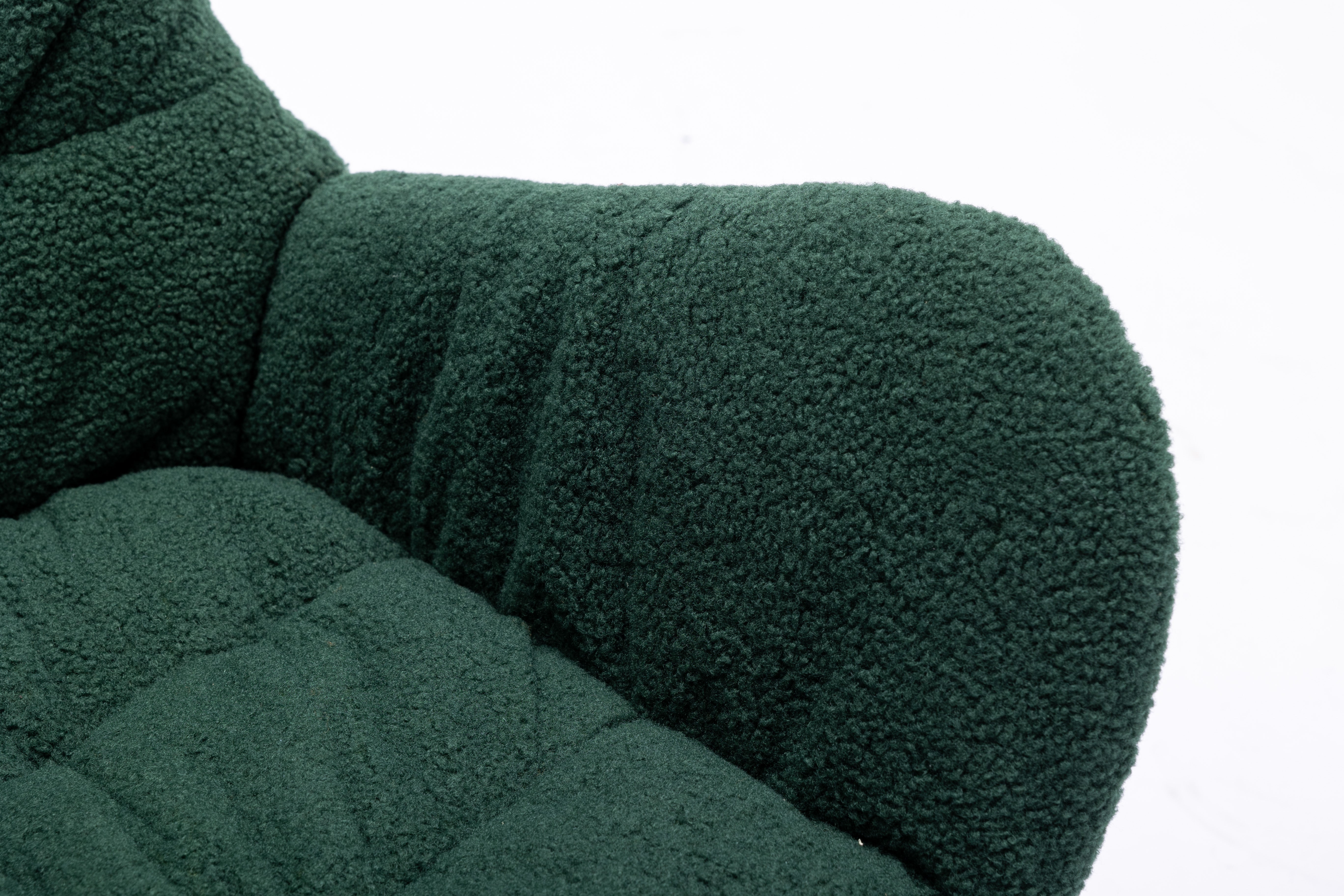 Modern Teddy Fabric Rocking Chair Accent Armchair with Wooden Legs- Green_7