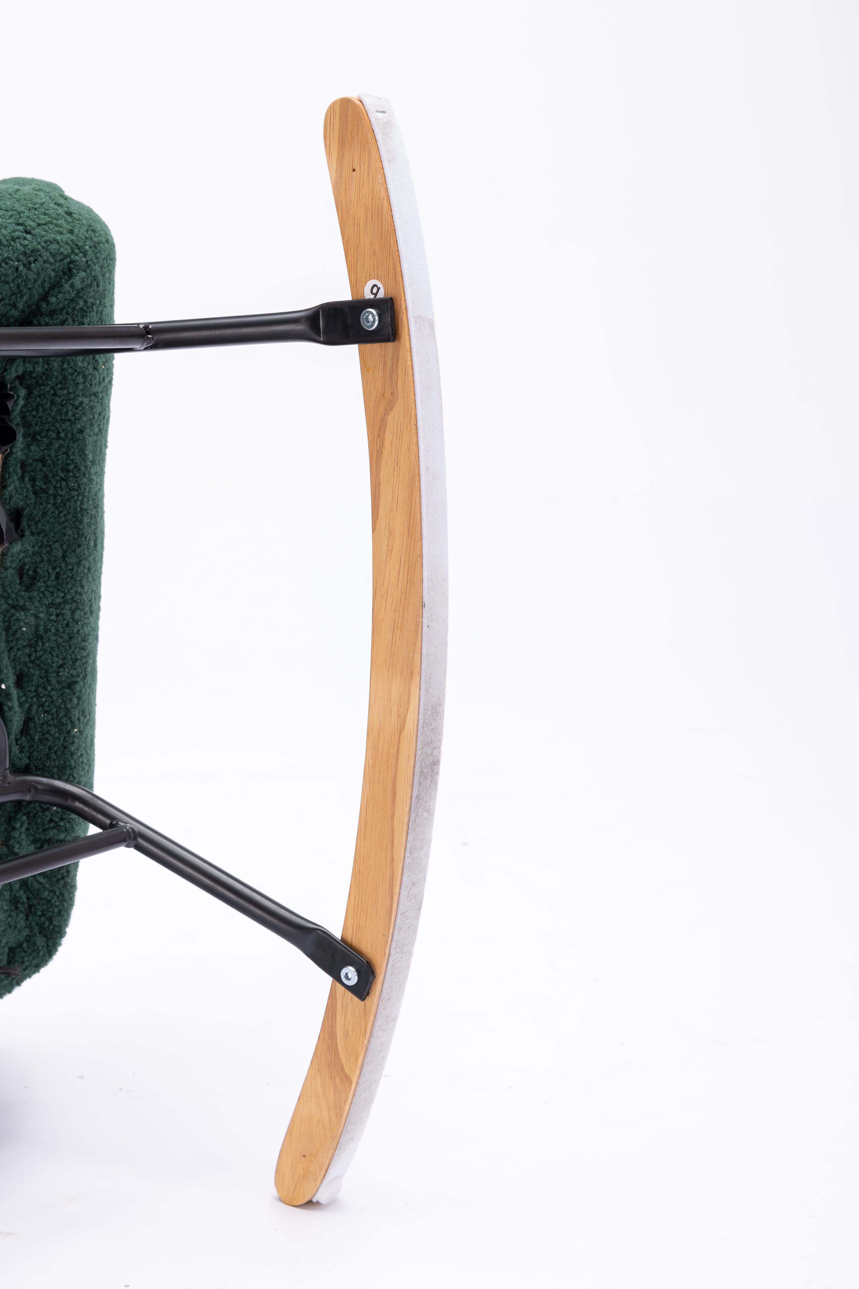 Modern Teddy Fabric Rocking Chair Accent Armchair with Wooden Legs- Green_4