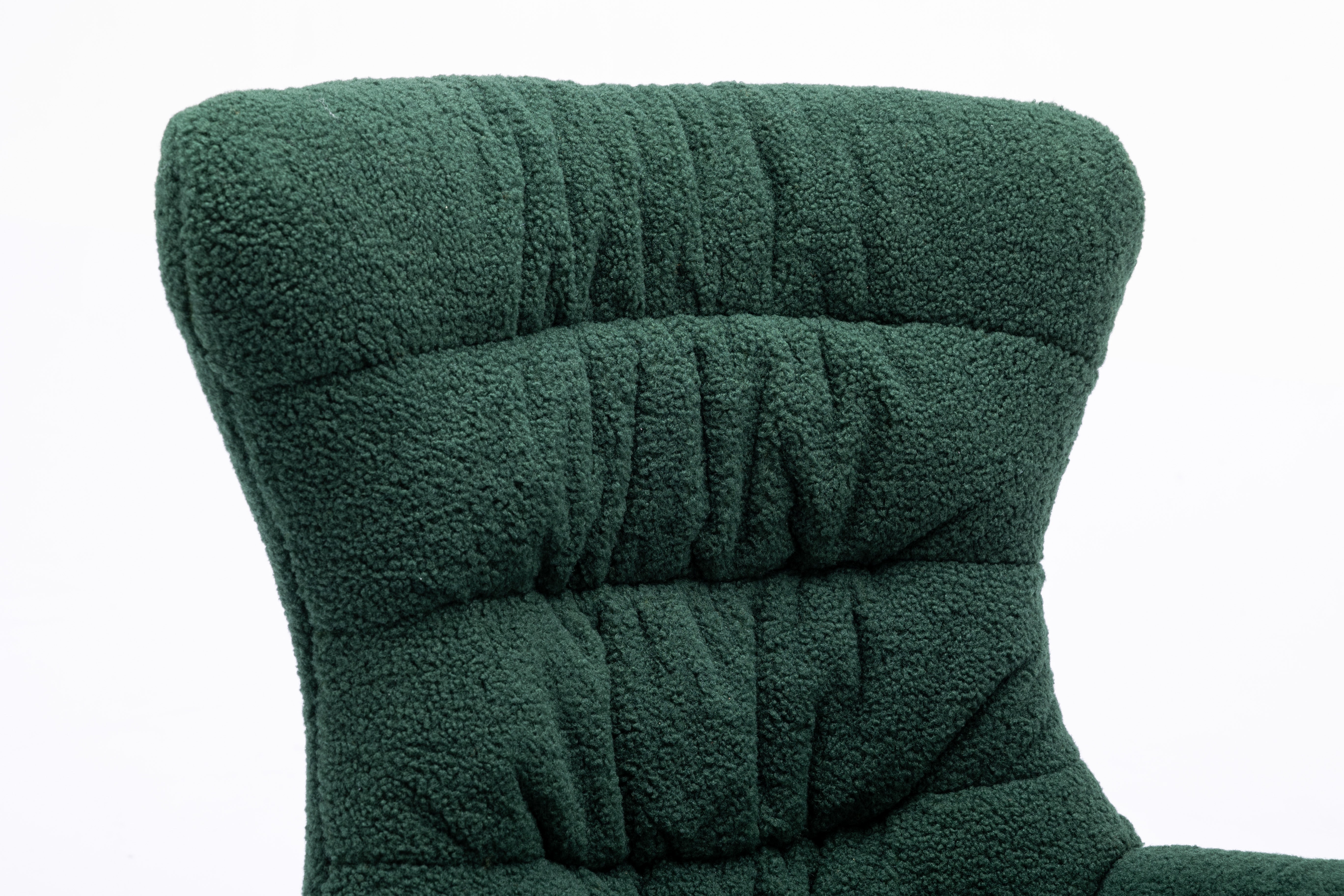 Modern Teddy Fabric Rocking Chair Accent Armchair with Wooden Legs- Green_5