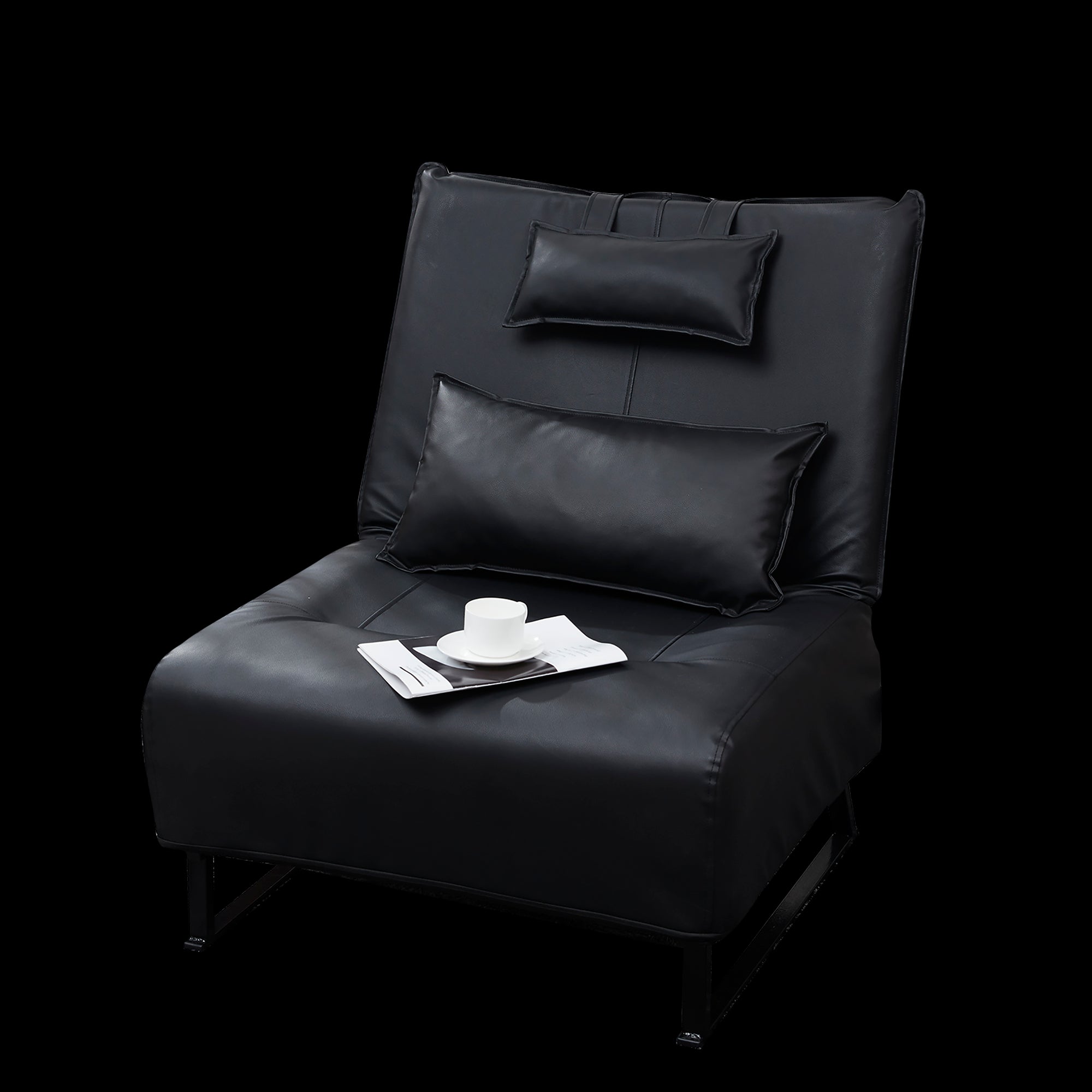 High Comfort Back Folding Adjustable Reclining Lounge Accent Chair- Black_10