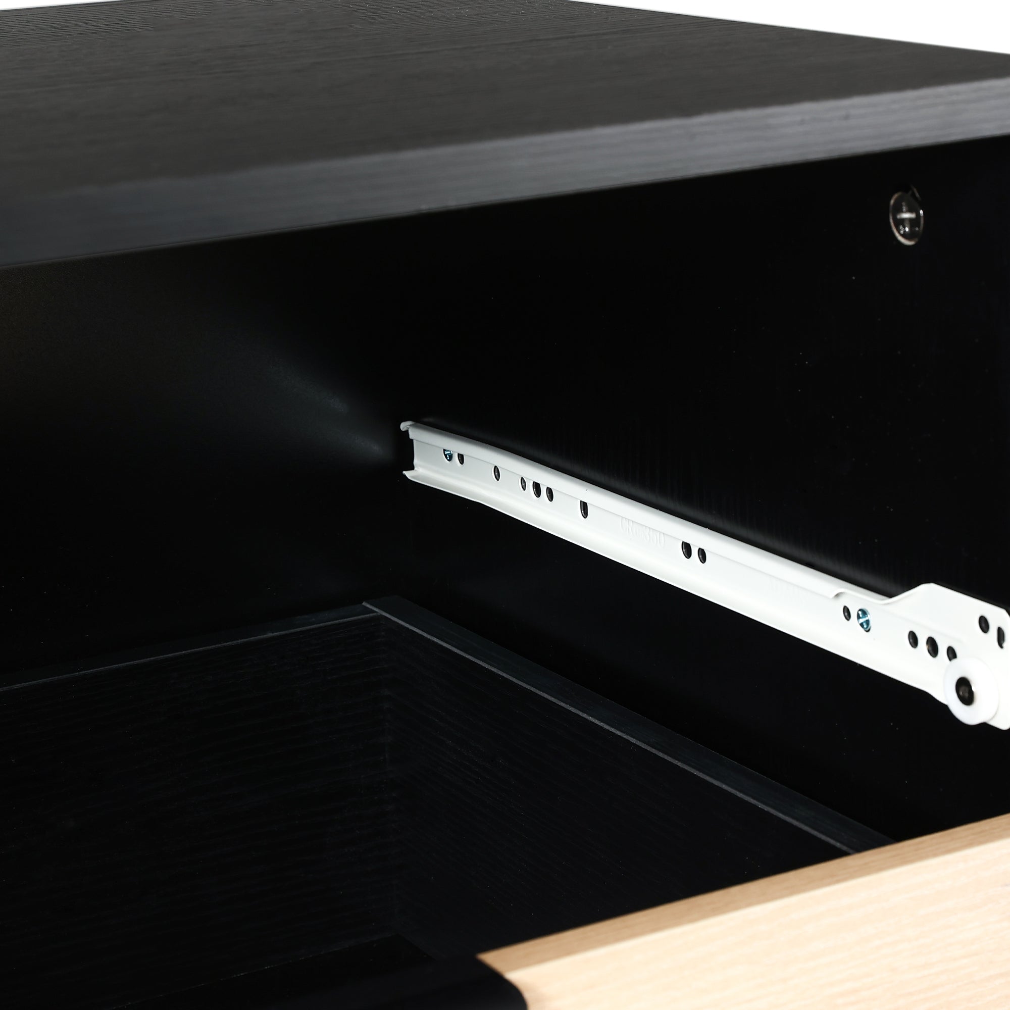 DRESSER CABINET BAR CABINET storge cabinet Glass door side cabinet lockersEmbedded metal handle can be placed in the living room, bedroom, dining room, black+brown_24