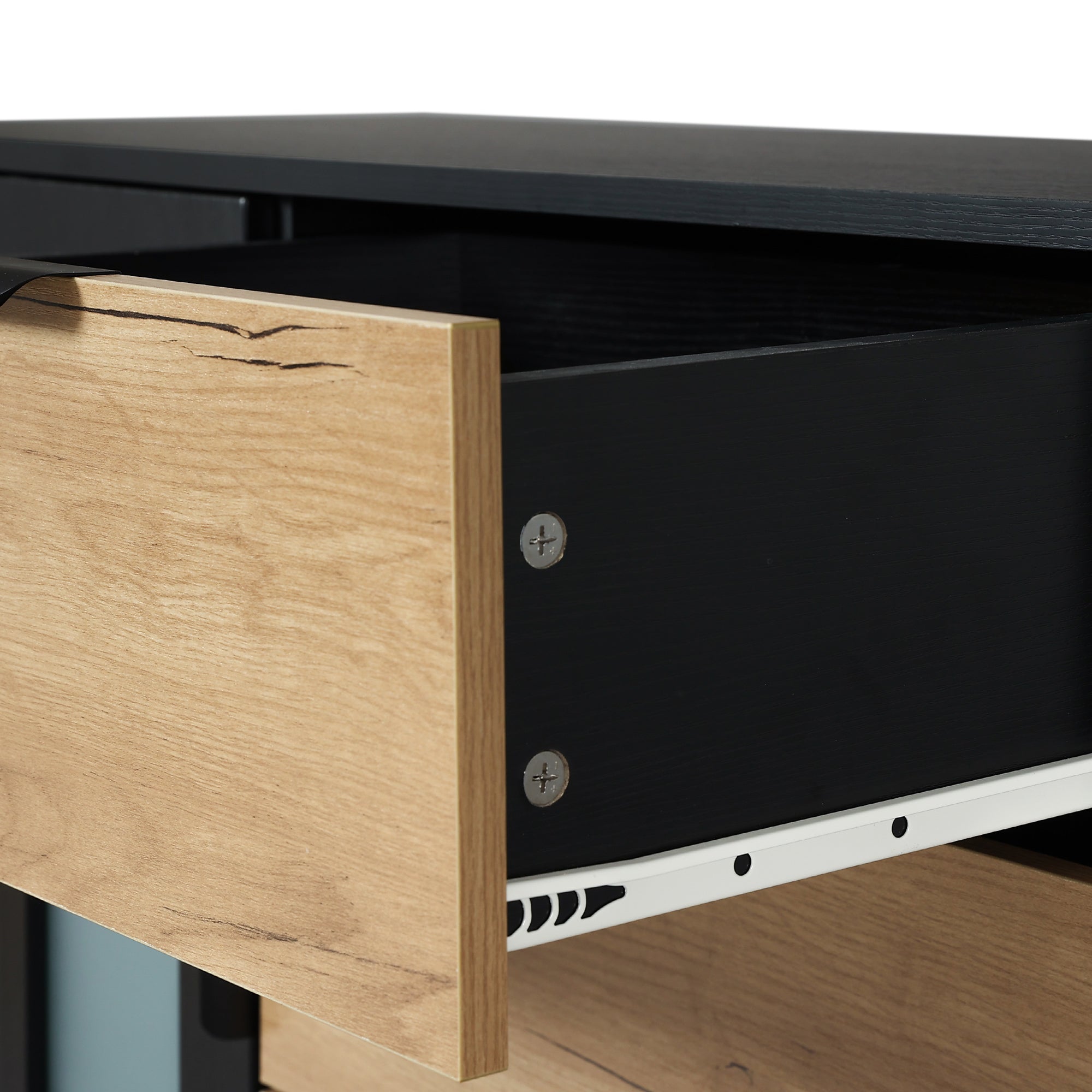 DRESSER CABINET BAR CABINET storge cabinet Glass door side cabinet lockersEmbedded metal handle can be placed in the living room, bedroom, dining room, black+brown_21